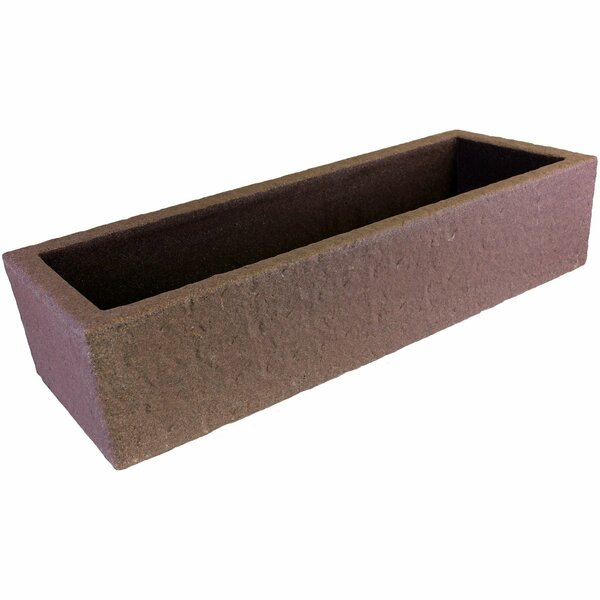 Bloomers Trough Planter with Drainage Holes, 38in Weatherproof Resin Planter, Sandstone Color 2415-1